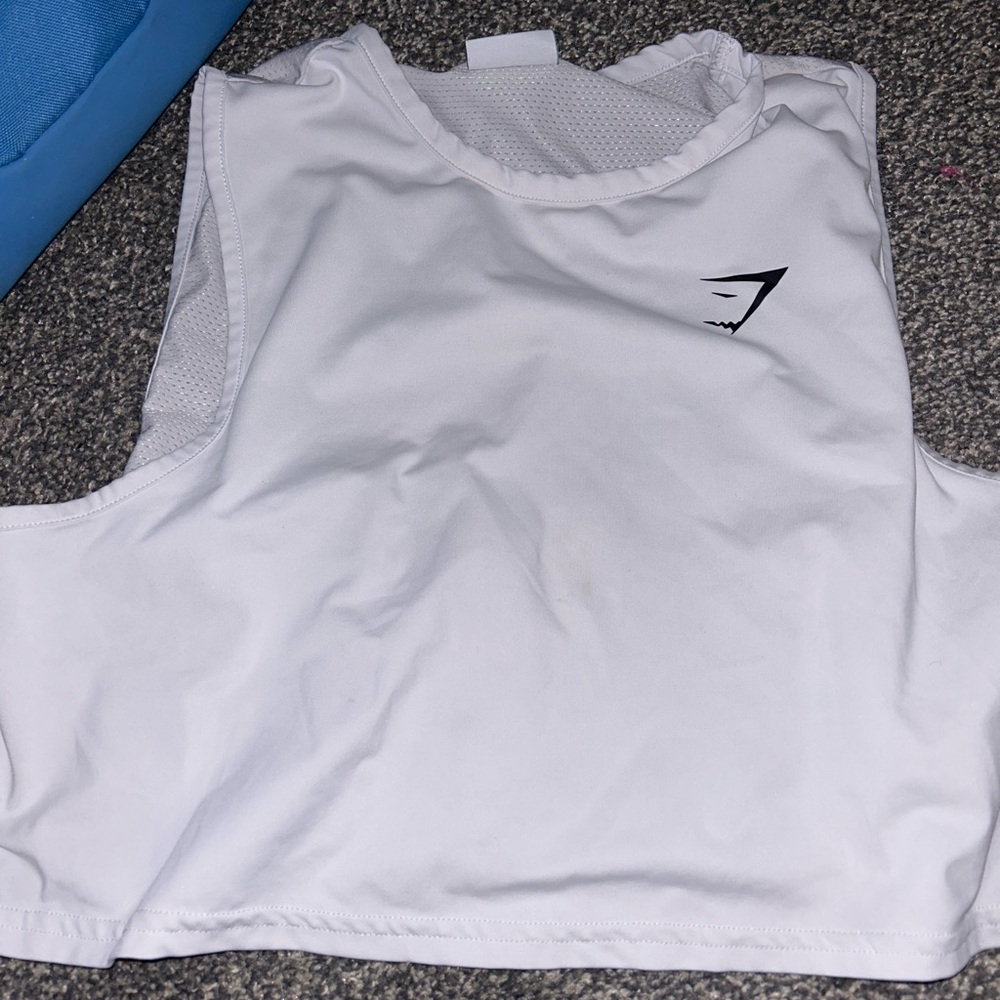 Gymshark white cropped muscle tee